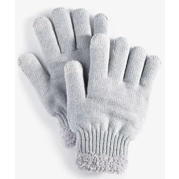 On 34TH Women's Gray Rib-Stitch Fuzzy-Cuff Knit Gloves Macy's, One Size - Picture 1 of 8